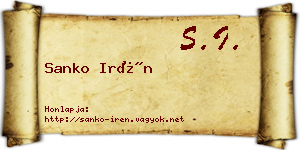 Sanko Irén névjegykártya